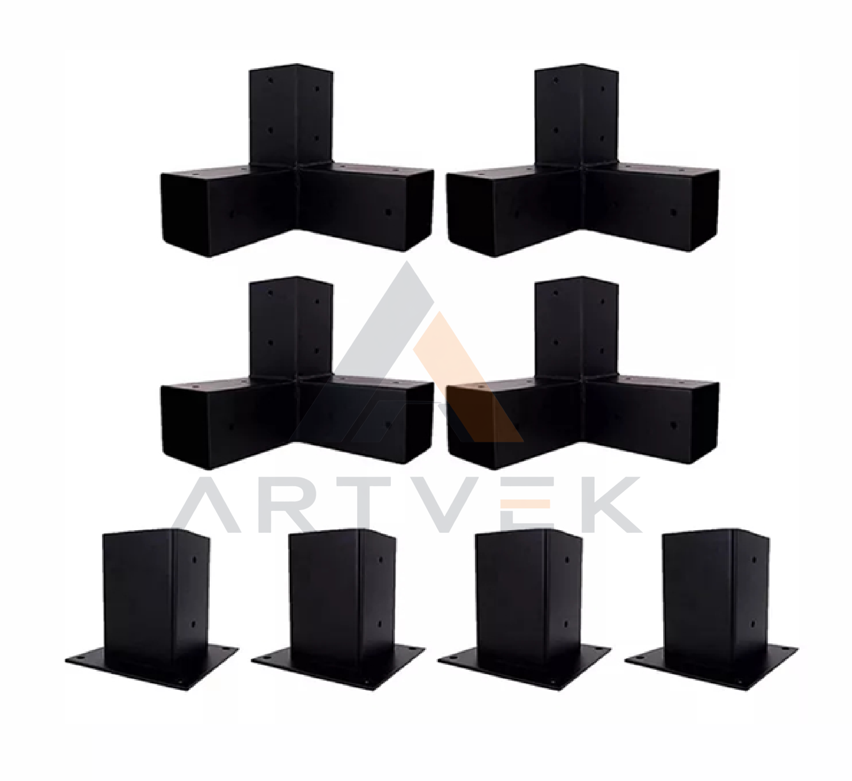 Pergola Bağlantı Seti – 90x90 Ahşap Uyumlu – Siyah Statik Boyalı