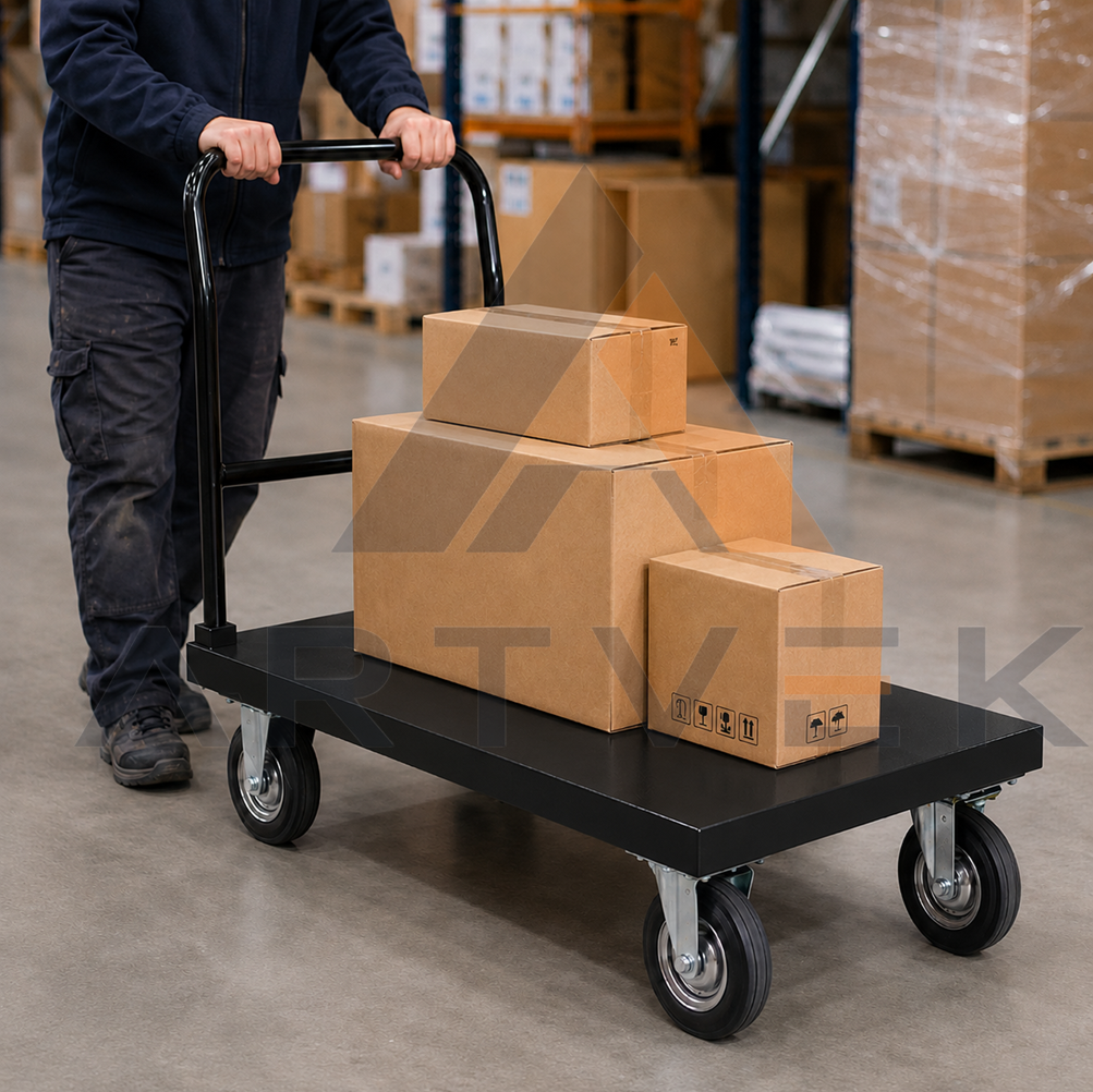 Artvek Ensdüstriyel Yük Platform Taşıma Arabası 4 Tekerlekli (450 Kg)