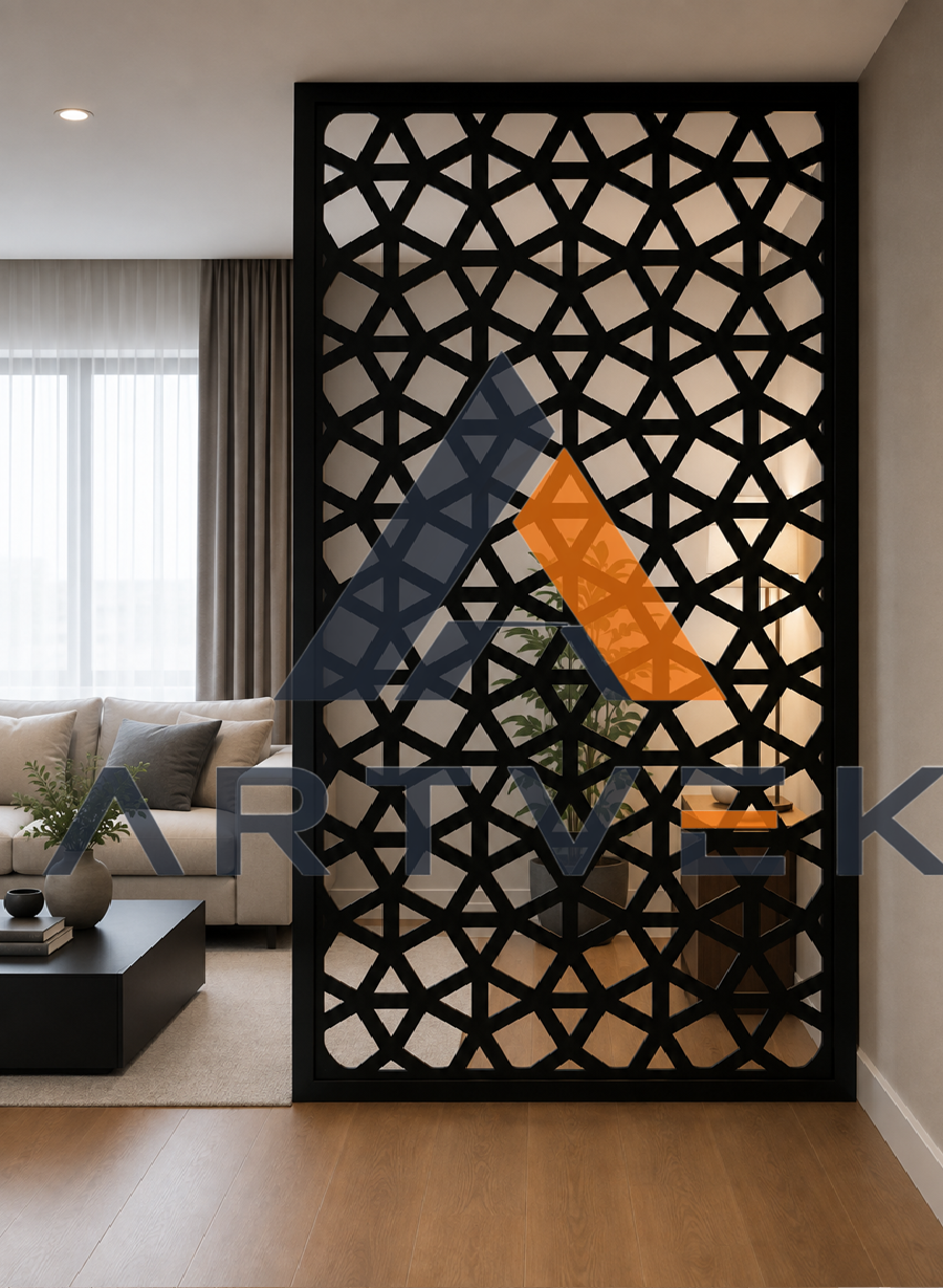Özel Ölçü Lazer Kesim Metal Seperatör/Paravan Stil 9